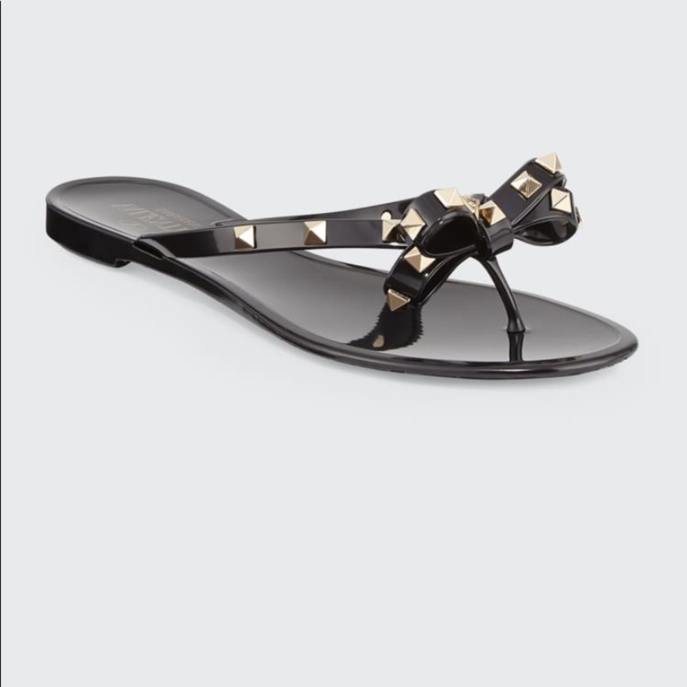 Valentino Rockstud PVC Flat Thong Sandals; Size 37